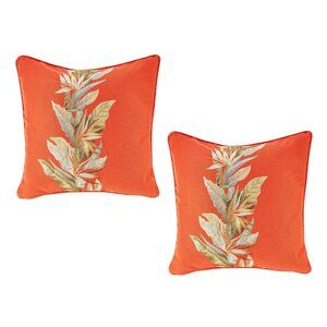 2 new 20-inch Square Tommy Bahama Embroidered BIRDS OF PARADISE Accent Pillows